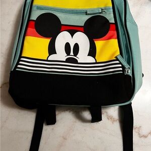 Disney Store Mickey Mouse Summer Blue Multi Stripes Food Cooler Backpack